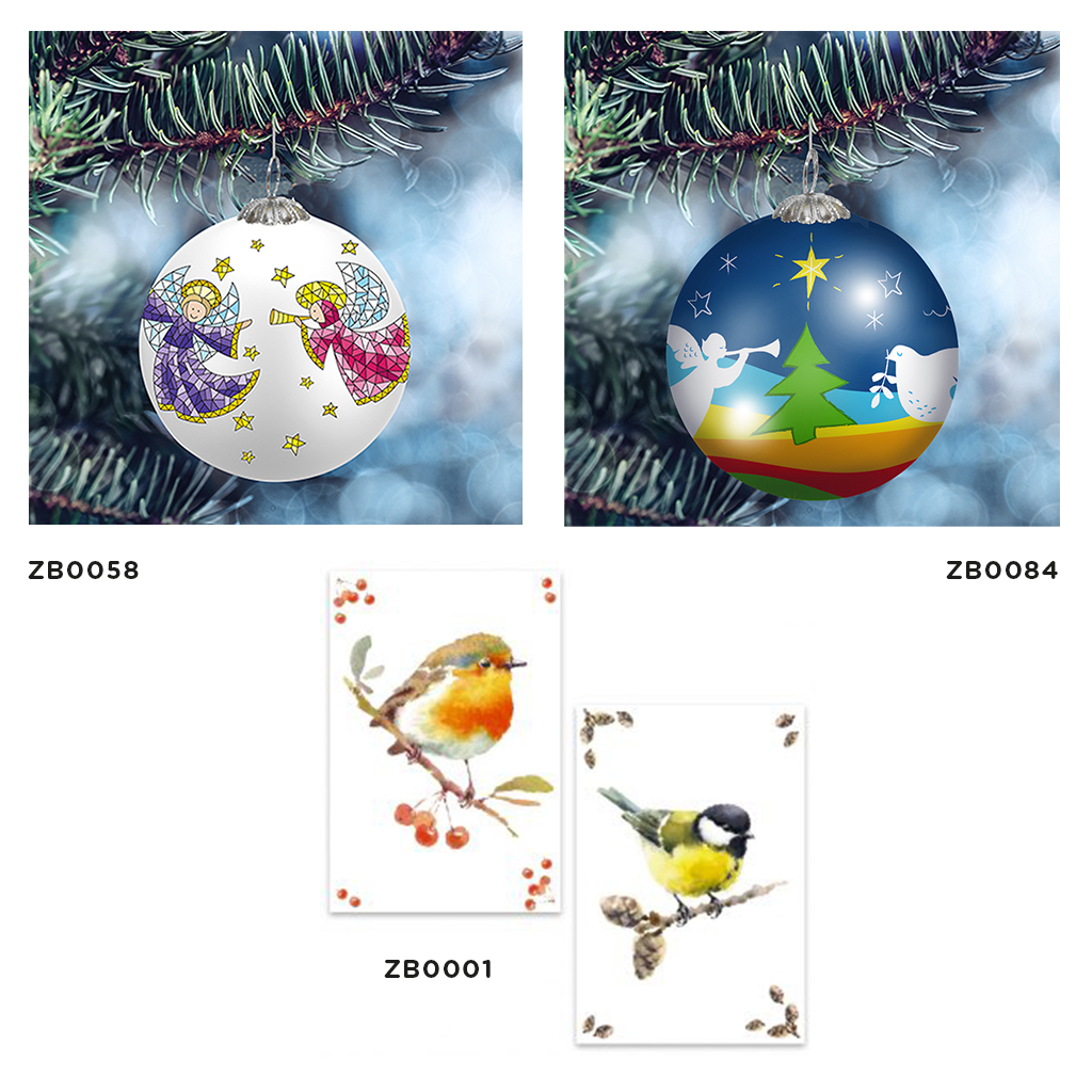 ZB0104 - Zonnebloem kerstballen actie 2 kerstballen + 1 set gratis
