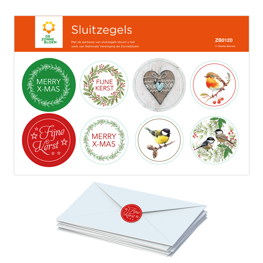 ZB0120 - Zonnebloem kerstsluitzegels