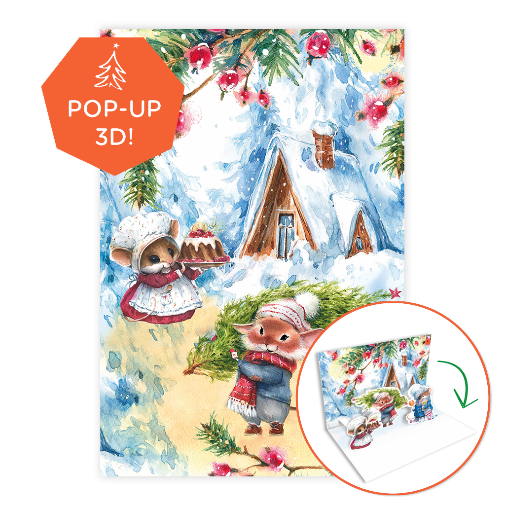 ZB0156 - Pop-Up kaart<br> Feestelijke muisjes