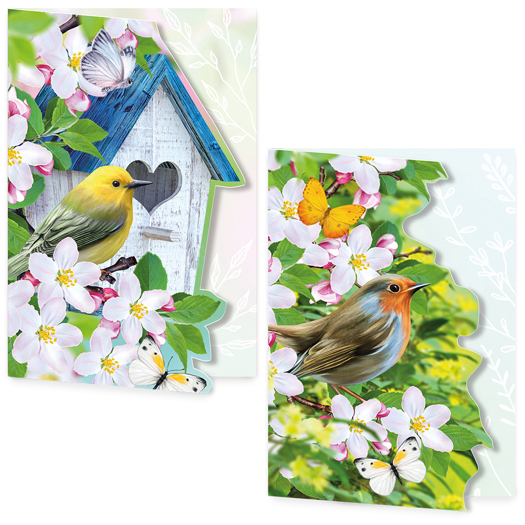 ZB0159 - Wenskaart Zomerse vogeltjes