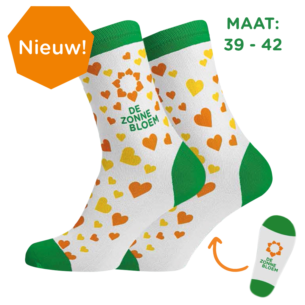 ZB0169 - Zonnebloem sokken groen <br>Maat 39 - 42