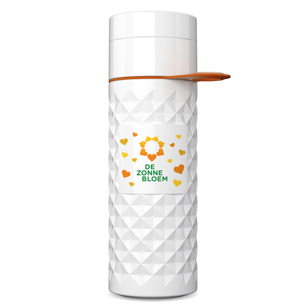 ZB0174 - Duurzame Zonnebloem waterfles met <br>hartjes design 500 ml