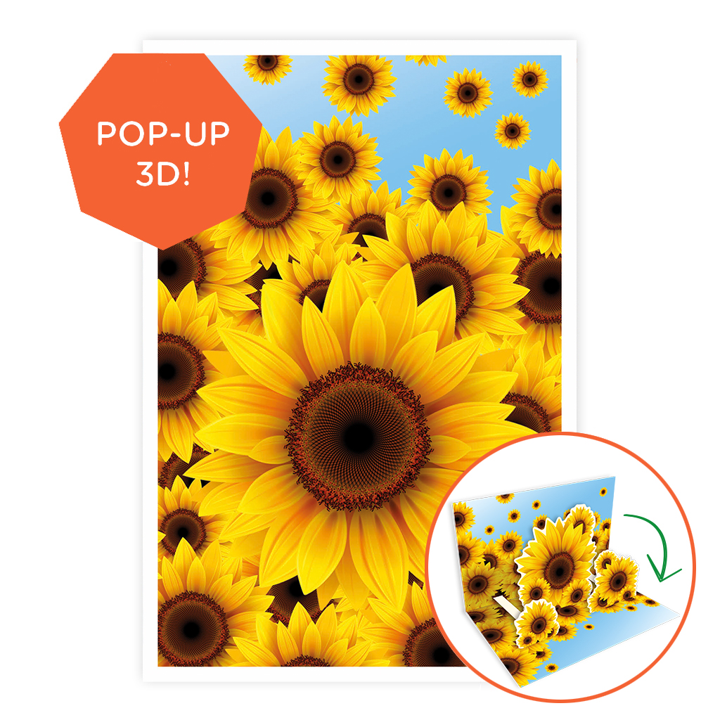 ZB0183 - Pop-up kaart Zonnebloemen in bloei