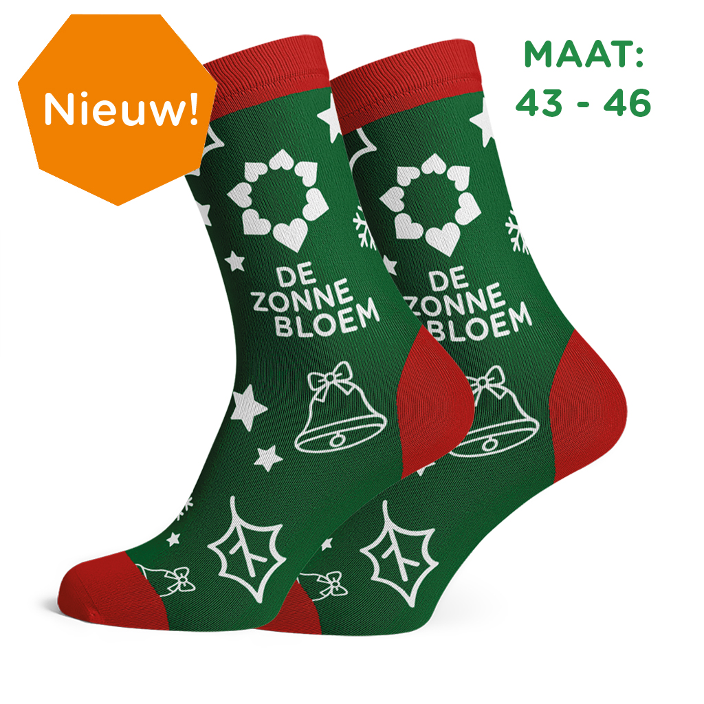 ZB0194 - Zonnebloem kerstsokken <br>Maat 43 - 46